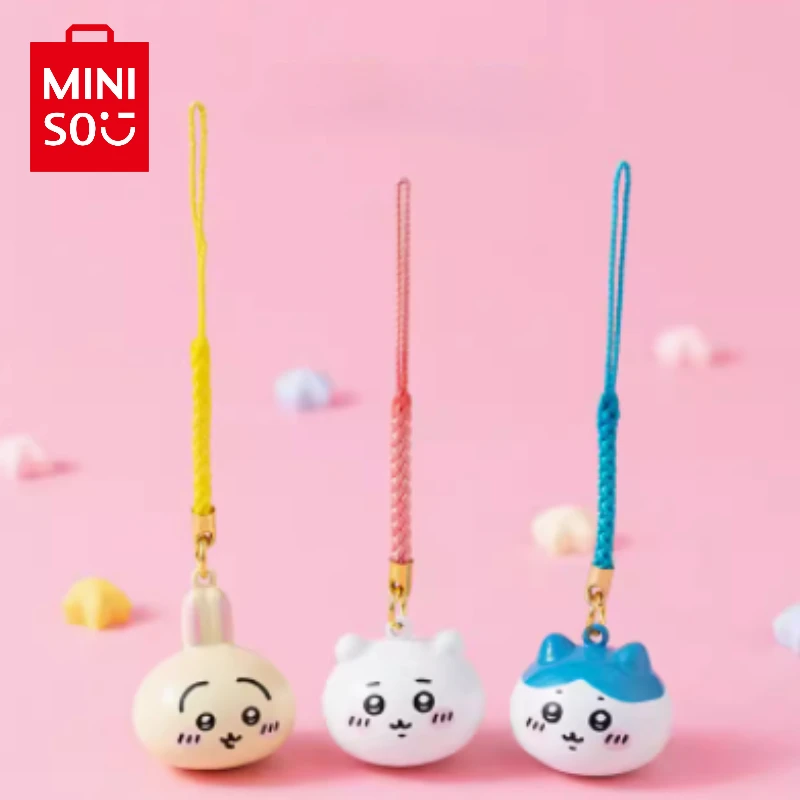 MINISO Cartoon Kawaii Chiikawa Series Water Tone Bell Decorative Pendant Hachiware Bell Pendant Usagi Women's Keychain Gifts