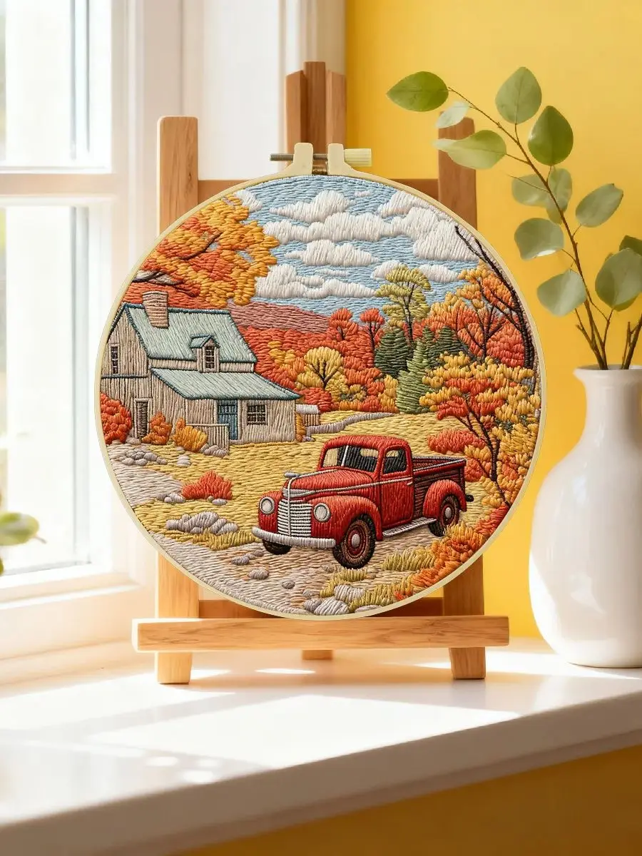 1 Stück 20X20CM/15X15CM 7,87/6,3 Zoll LKW-Stickerei-Starter-Kit DIY-Kit DIY-Stickerei-Set Handarbeiten Nadelkunst Malerei – Detail 6