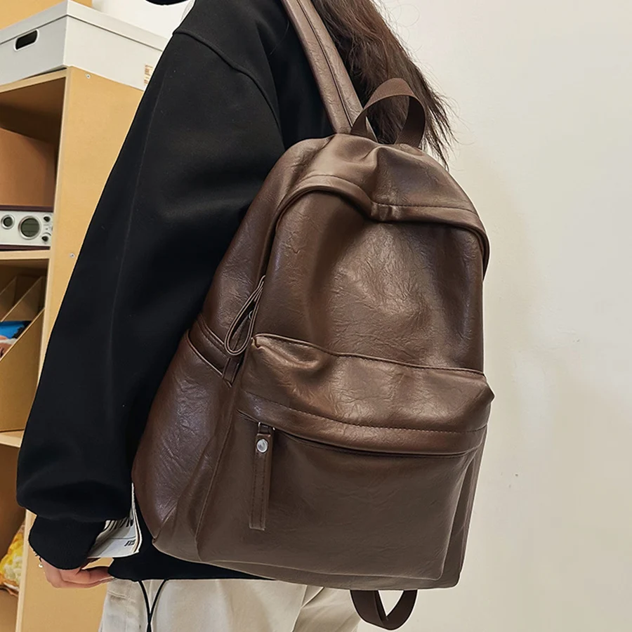 

Ladies Bookbag Rucksack Women Large Capacity Backpack Purses High Quality PU Leather Female Vintage School Bags Travel Bagpack