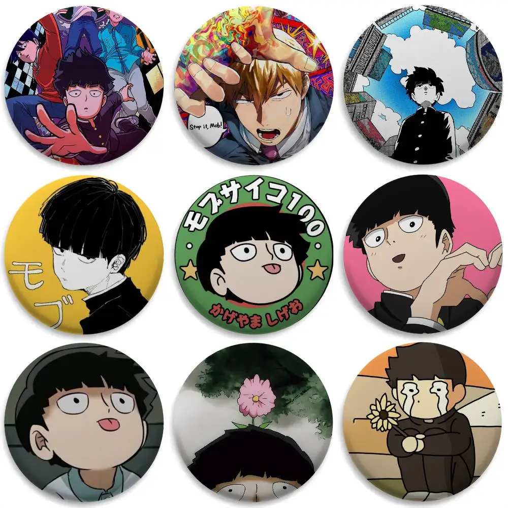 

M-Mob Psycho 100 Anime Badges Round Exquisite Badge Brooches Creative Pins For Clothes Hat Backpack Gift Accessories