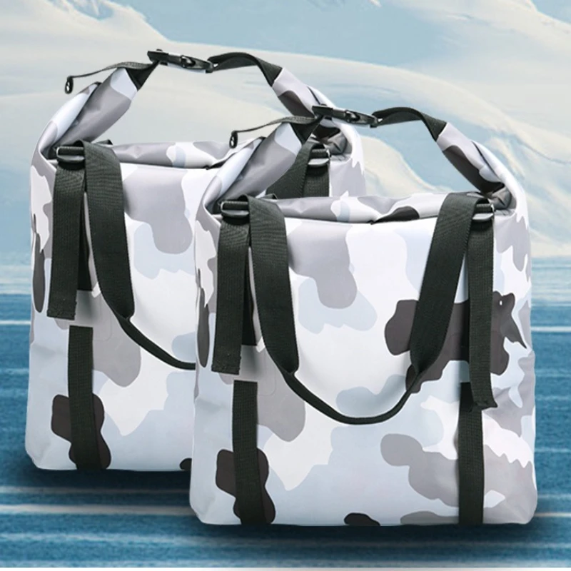 Coated Waterproof Folding Pail, ABS Buckle Fish Holding Bag, PVC Portable Car Wash Sack, Outdoor Compact Fishing Keeper Net