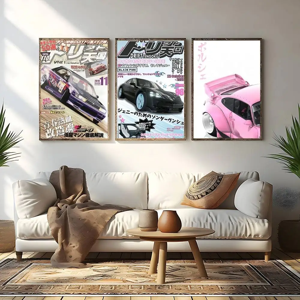Vintage Japanese Racing Cars Magazine Poster Picture Canvas Painting Wall Art Home Decoration Print For Living Room Decor