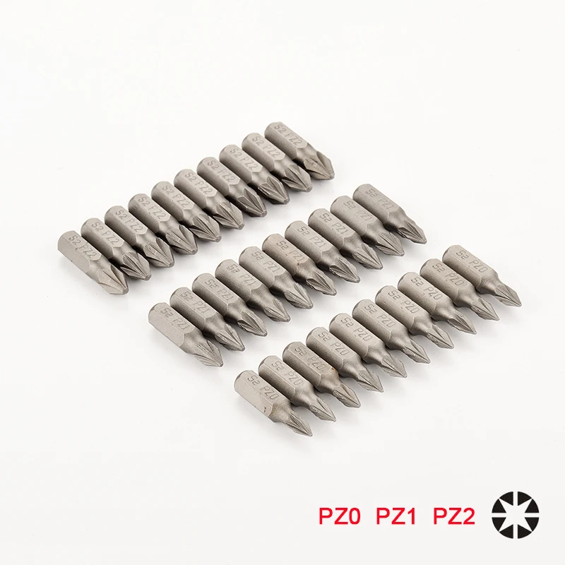 10pcs PZ0 PZ1 PZ2 Pozi Screwdriver Bits 1/4\