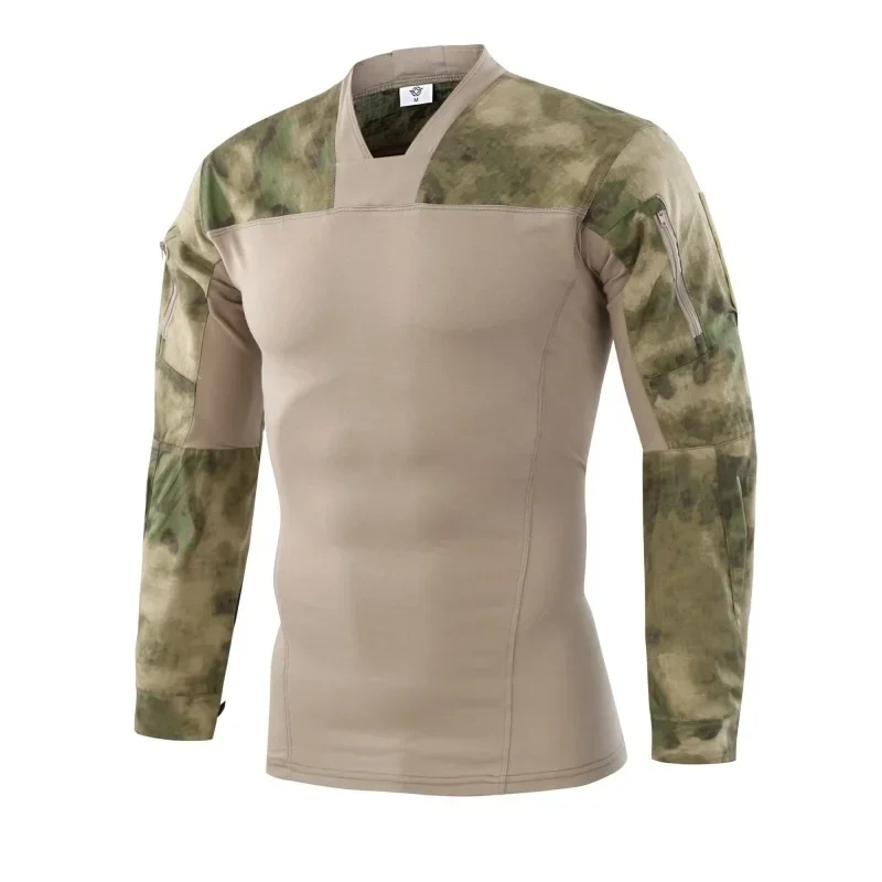 Camouflage Long Sleeve Combat Training Uniform Shirt Male Outdoor Hunting Field Shooting Tactical Military Breathable Sport Tops