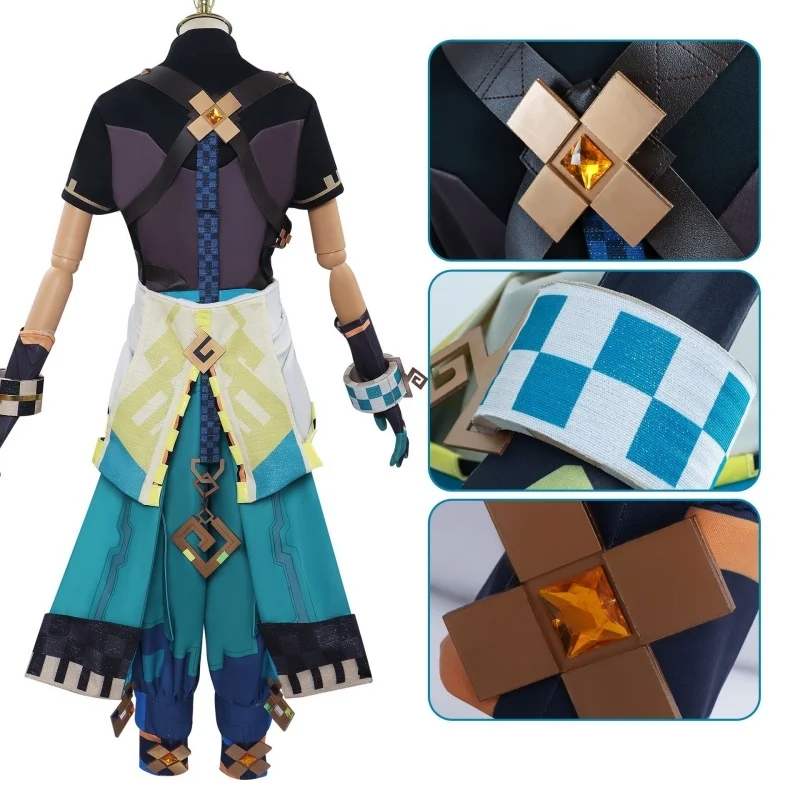 Peluca de disfraz de Cosplay Kinich, conjunto completo de Anime, juego de rol, fiesta de Halloween, trajes de cómic Con