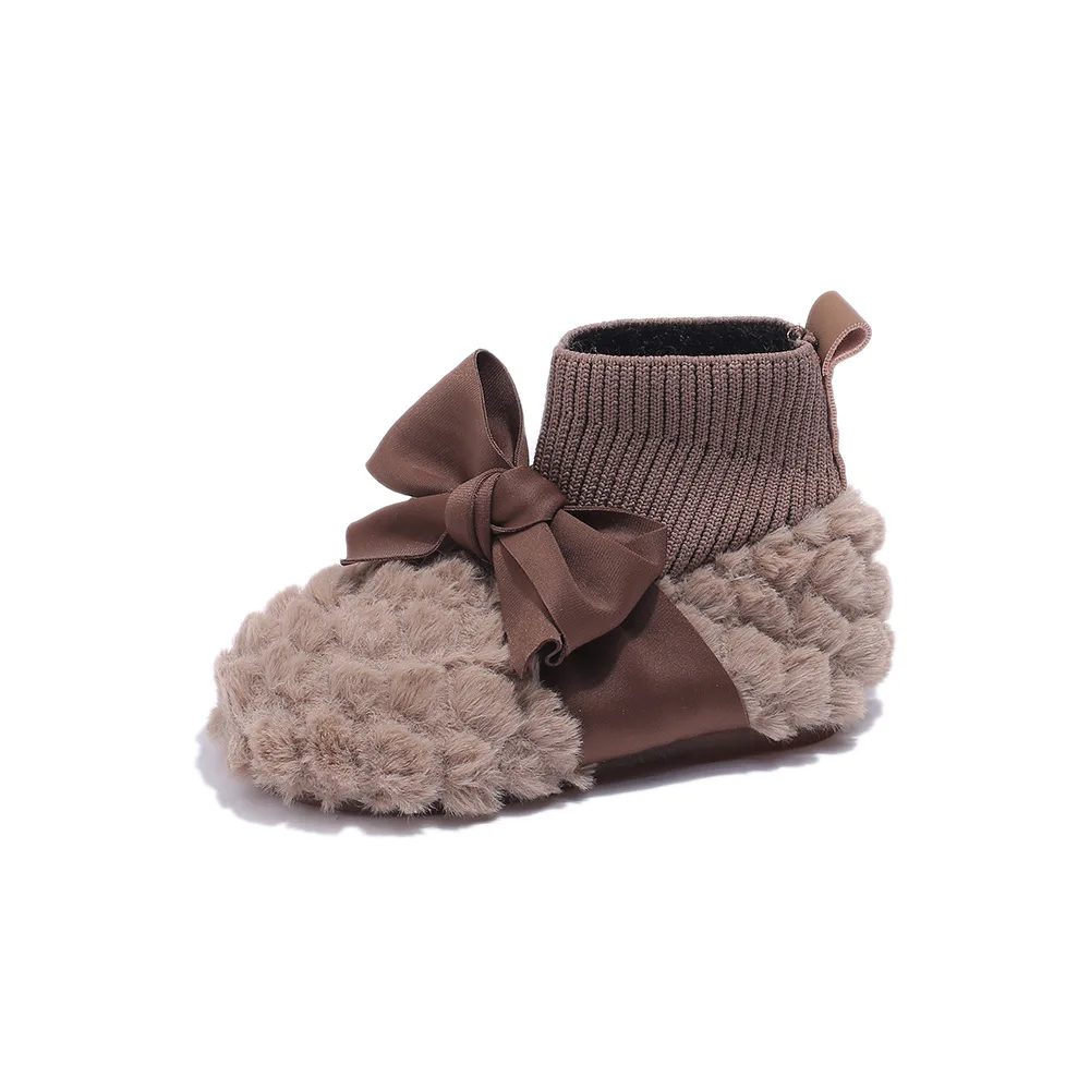 

2025 Winter New Kids Boots Girls Lamb Wool Fashion Shoes Boys Fleece-Lined Sock Boots Warm Short Plush Children Boots