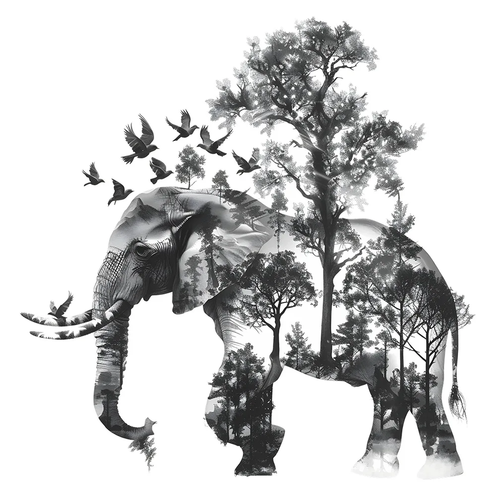 Elephant Decorative Vinyl Child Wall Stickers For Bedroom Accessories Adhesive Wallpaper Wall Art Room Decor Mirror Sticker
