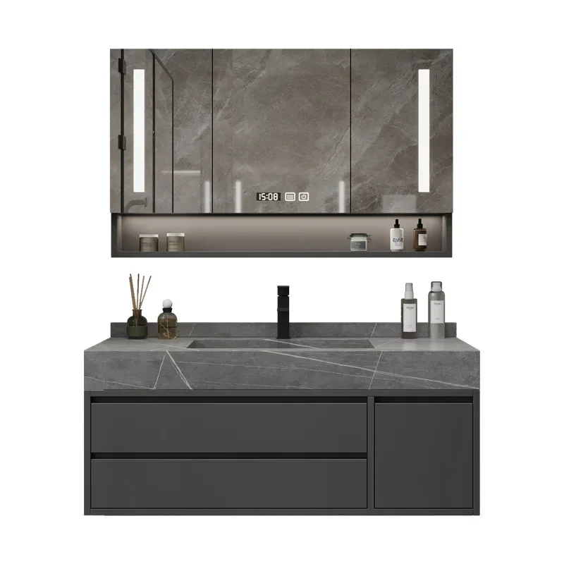 

Rock plate solid wood bathroom cabinet combination modern light luxury bathroom cabinet bathroom washstand washbasin washbasin