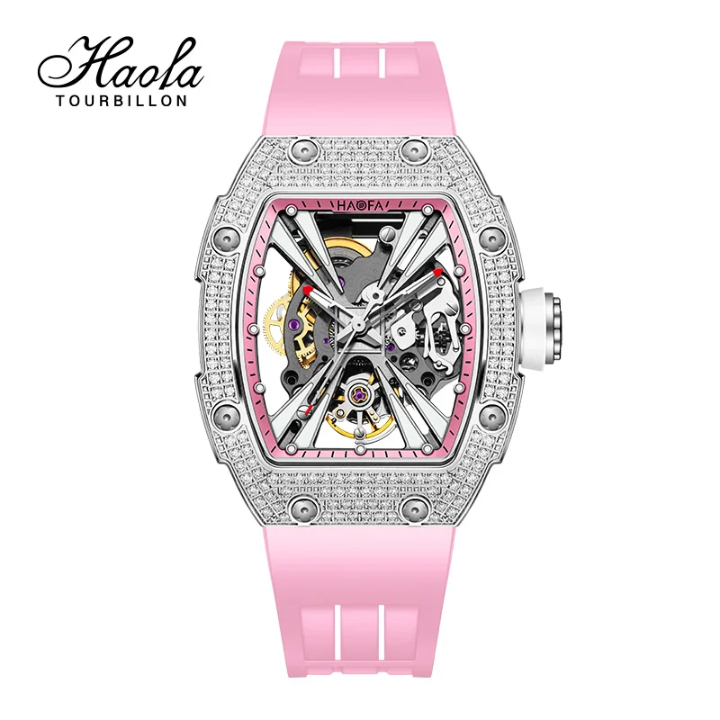 Haofa Automatic Watches for Women Hollow Elegant Diamond Case Sapphire Waterproof Mechanical Watch Skeleton Ladies Watch 1993S