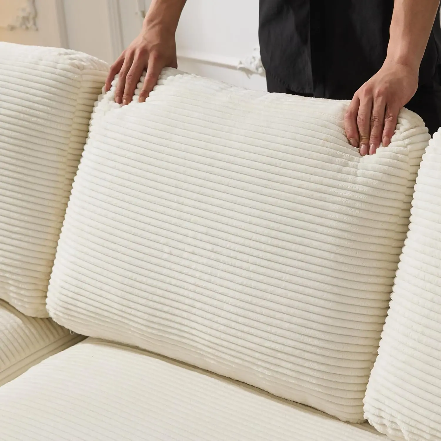 99'' Extra Deep Cloud Futon Couch Modular Sectional Sofa with Sleeper Chaise L-Shaped Big Comfy Customized Sofa image 5