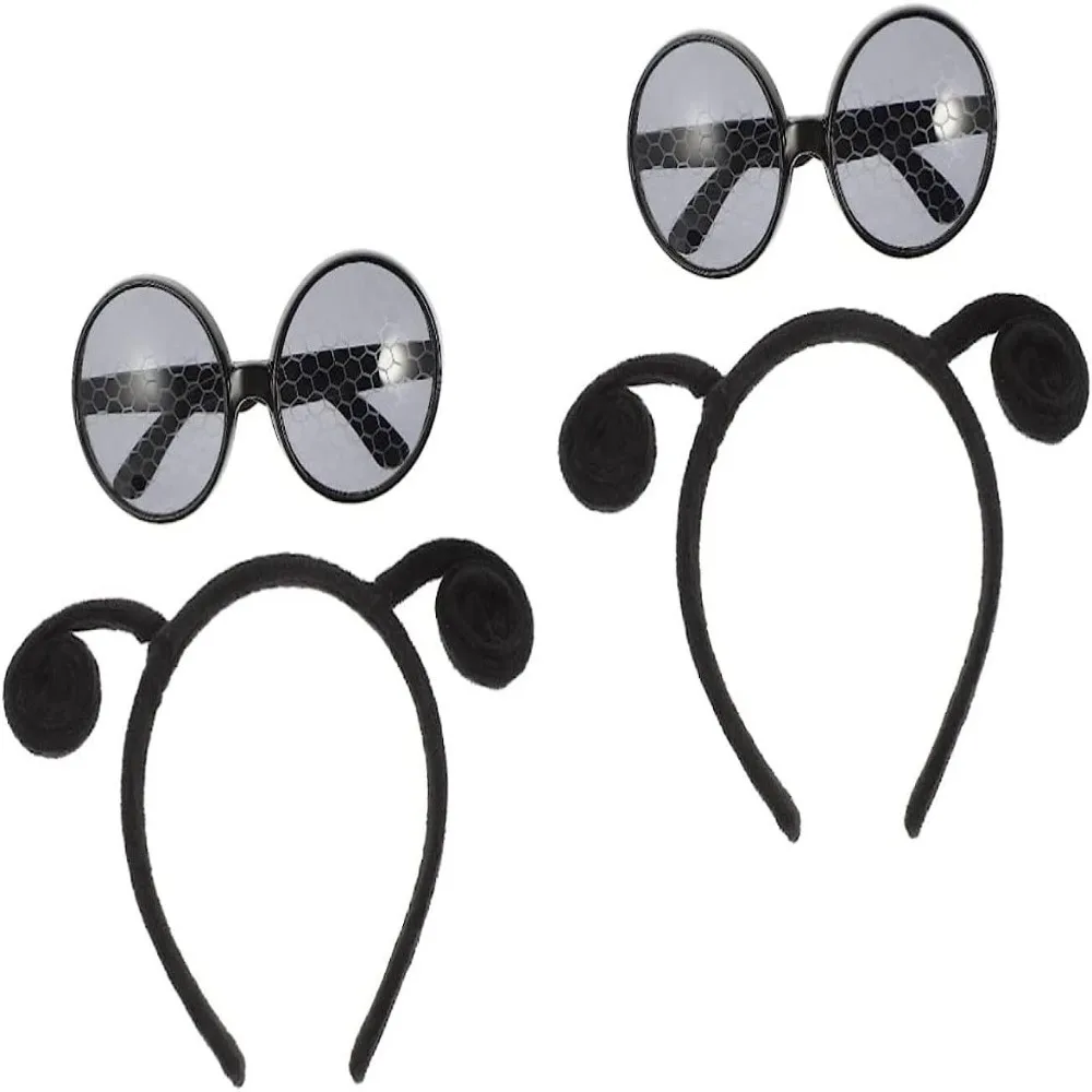 

PESENAR 2 Sets Party Dress big black bee dressblack honeycomb eyes black hair accessories Halloween stage play