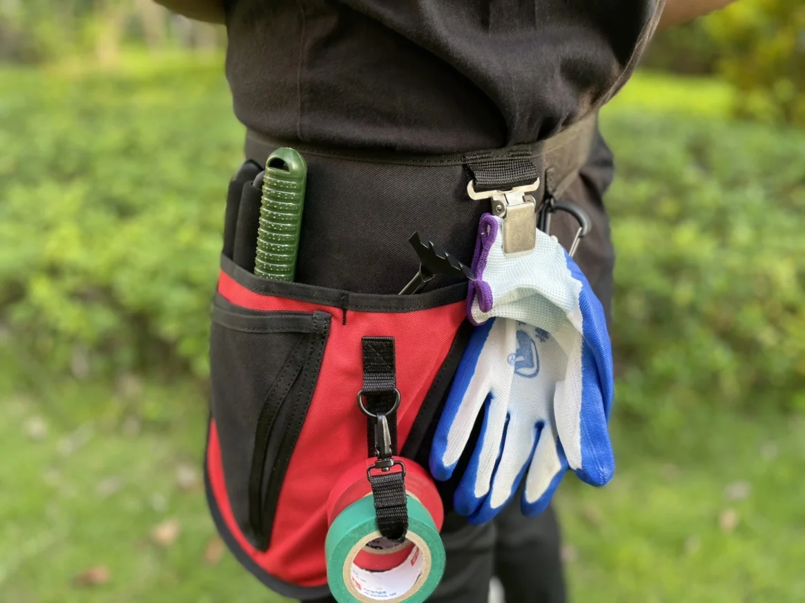 KUNN-Cinturón de herramientas de jardín para hombre y mujer, bolsa de cintura ajustable y duradera con 4 bolsillos, para jardineros y floristería,