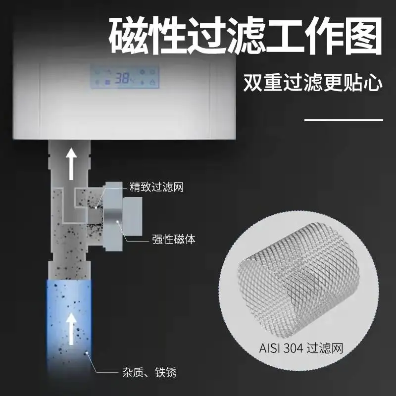 

3/4 live ball valve water pipe magnetic filter valve household tap water wall-hung furnace inside and outside wire 120 aluminum-