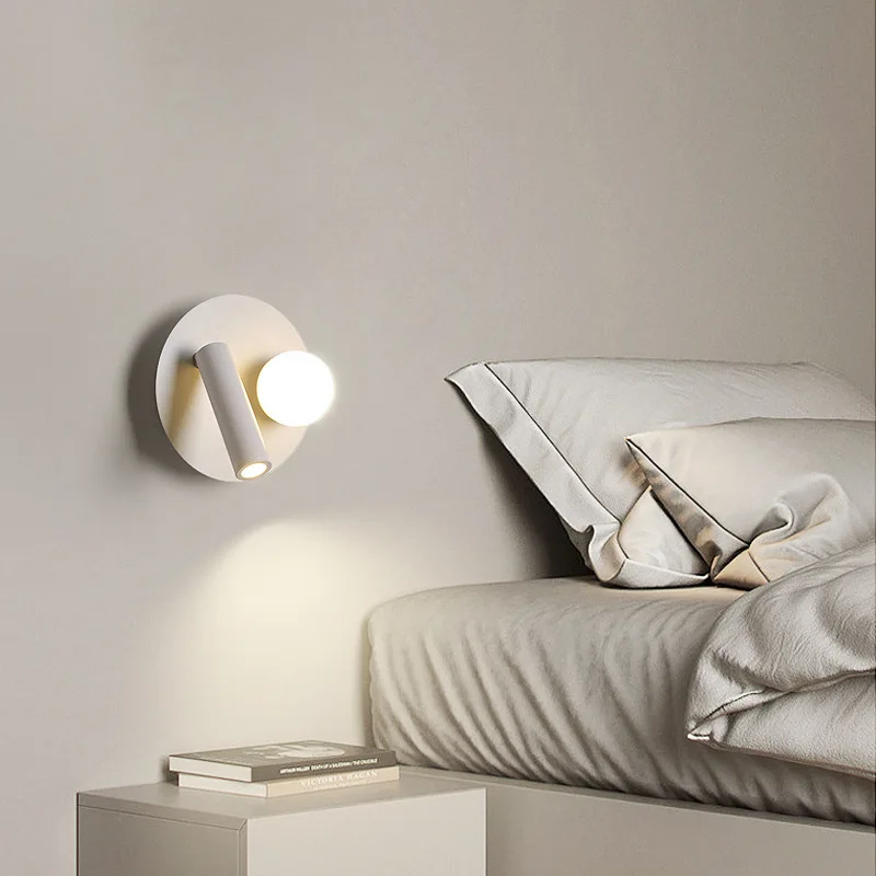 Moderne Led Wandlamp Met Spotlight Draaibare Wandschans Voor Slaapkamer Bed Woonkamer Trap Gangpad Huisdecoratie Glans