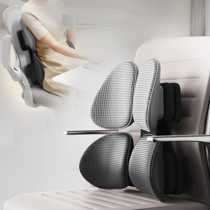 Memory Foam Lumbar Support Pad, Ergonomic Backrest Cushion Pillow, Office Chair Waist Relief, Car Seat Sitting Aid Pro Kit Plus.