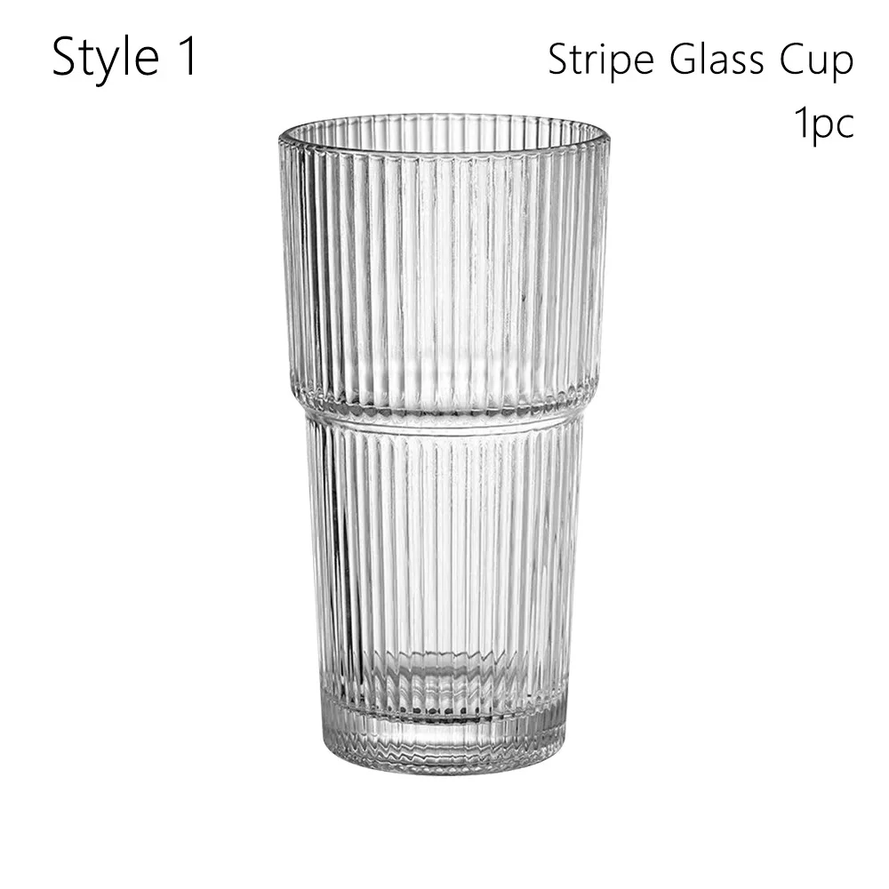 Vaso de vidrio de 600ml de capacidad con tapa y pajita, vasos transparentes, vaso de vidrio a rayas, vasos reutilizables a prueba de fugas con pajita