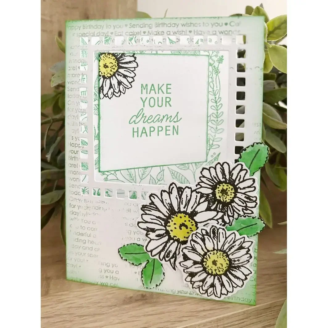 Happy Birthday Circle Medley Flowers Love Wishs Metal Cutting Dies Stamps Scrapbooking Diary  Decoration Album Embossing