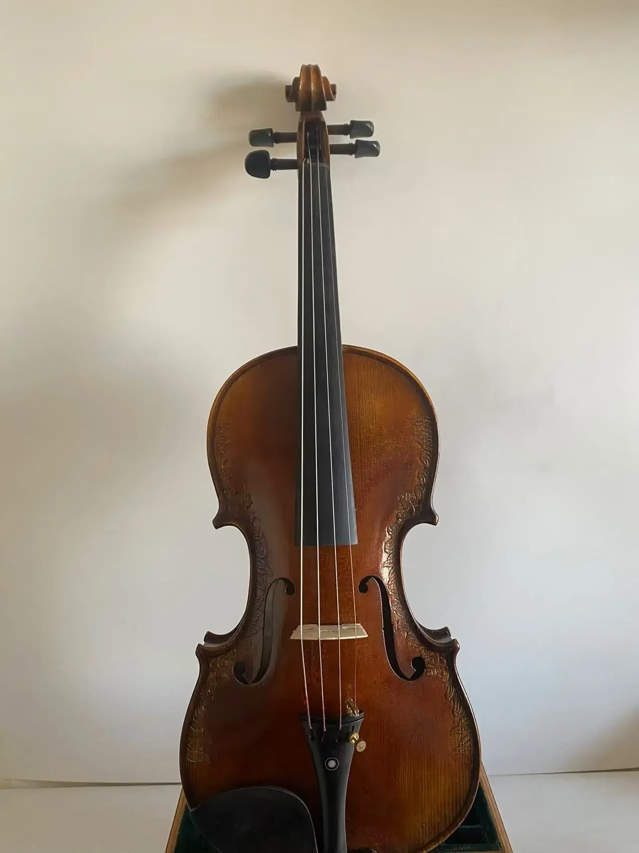 

Antonio Stradivari 1715 copy violin hand carved flamed maple back violin