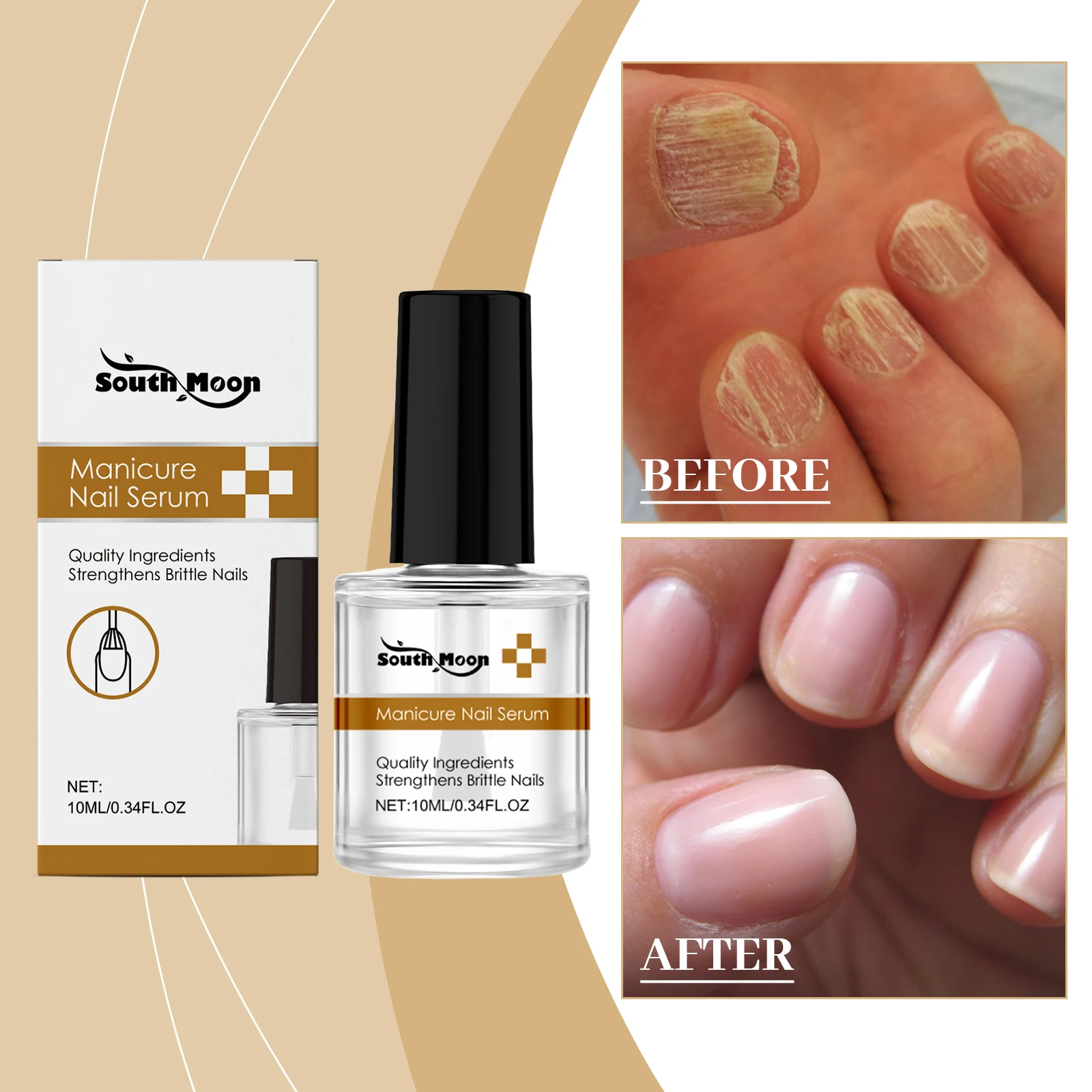 Nail Growth Serum - Strengthening Treatment for Brittle Nails - Manicure Care with Keratin & Biotin - Repair Weak