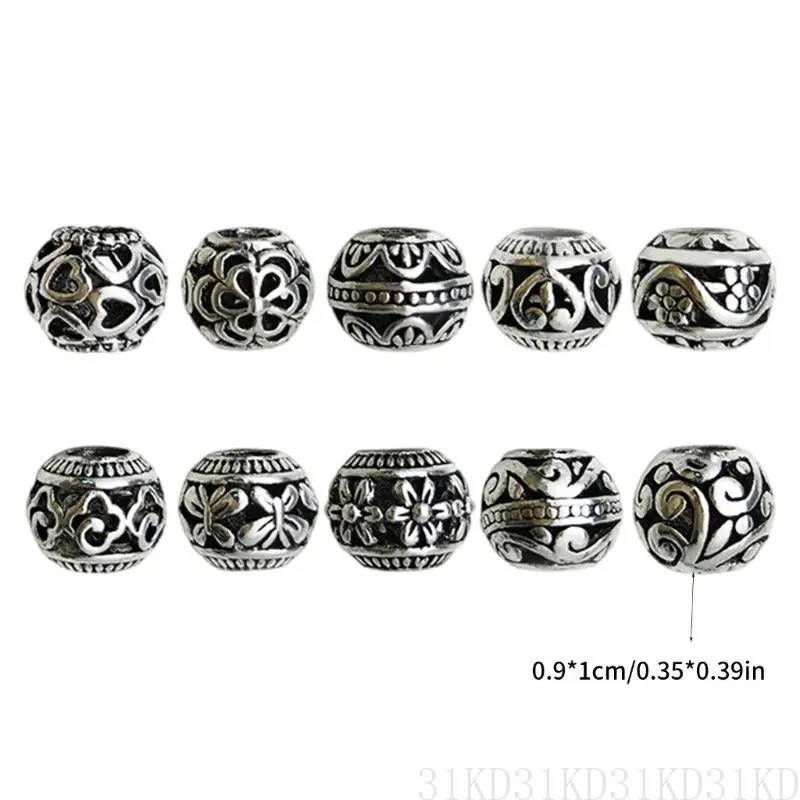 

31 кд 10 шт. Серебряные серебряные бусы с большими отверстиями бусинки ручной работы