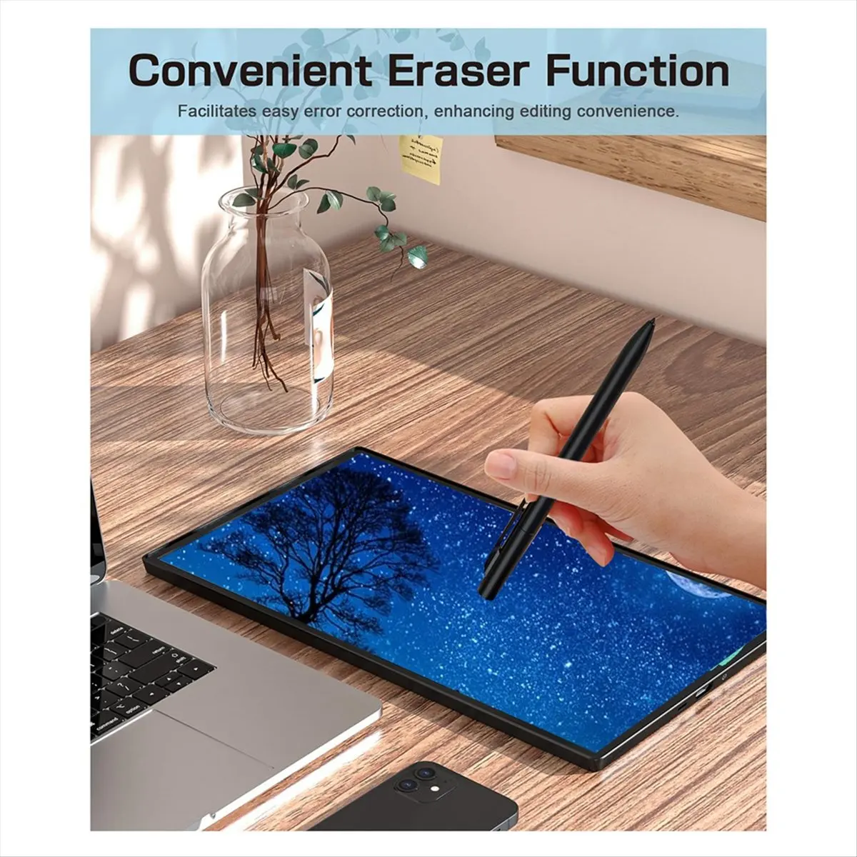 قلم رقمي جديد + EMR لعام 2026 مع ممحاة لمستويات الضغط 2,4096، رفض النخيل، لـ //