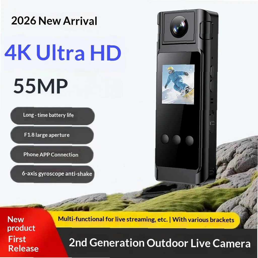 

4K Anti-Shake Vlog Camera with First-Person View for Outdoor Riding and Live Streaming