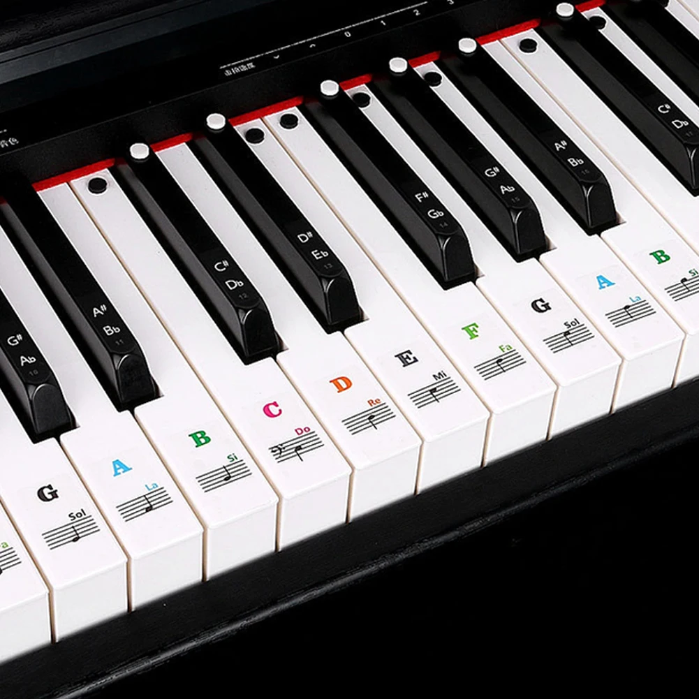 For Piano Lovers Piano Decal Notes Piano Stickers 88/61/54/49/37 Keys Approx. 25*23cm Balck Colorful Brand New