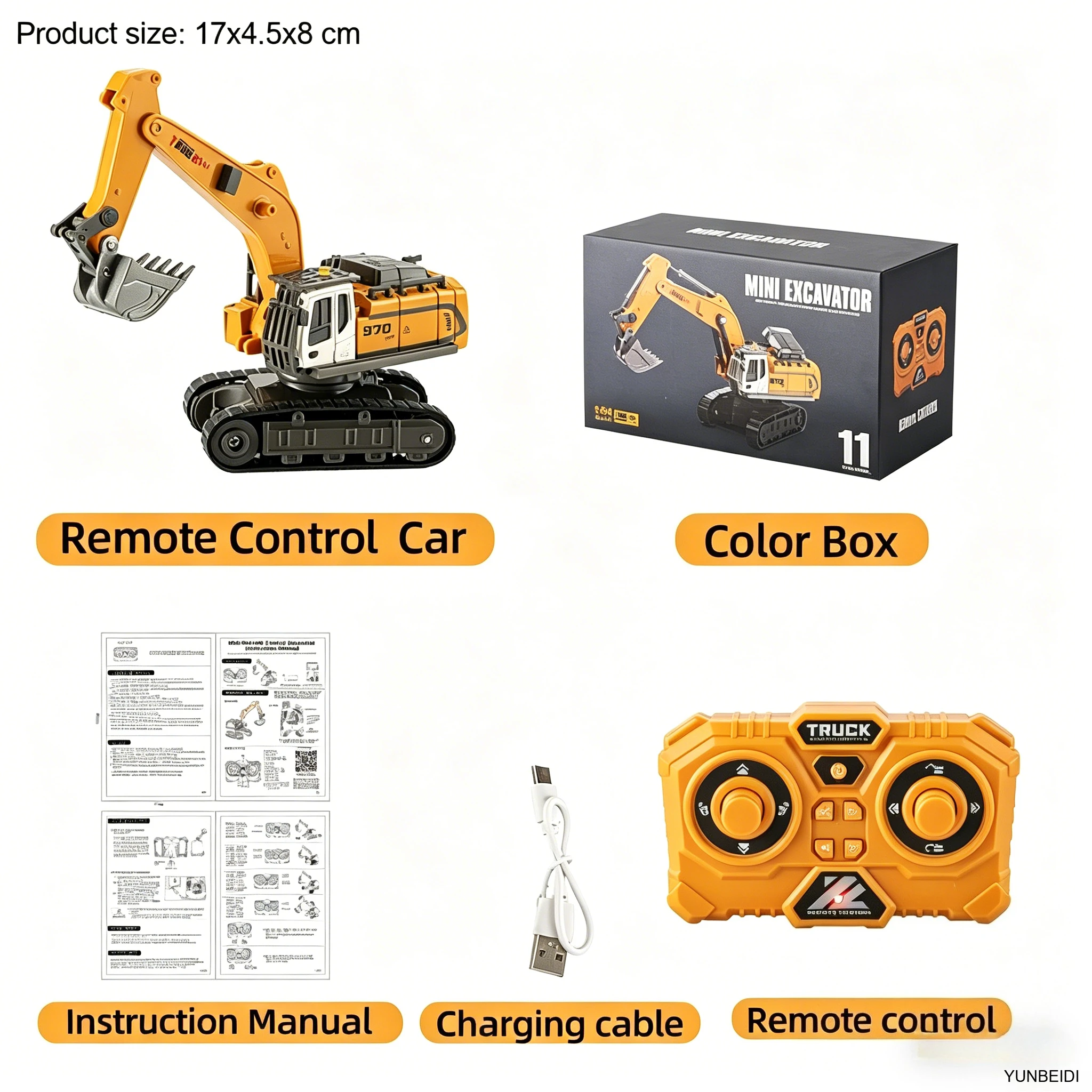 1:64 RC Mini Alloy Car Forklift Excavator Crane Tabletop Game 2.4