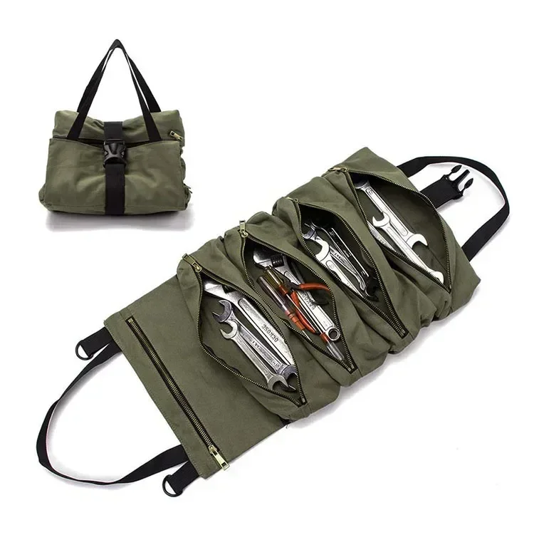 Tools Storage Bag Case Portable Tool Roll Pouch Wrench Screwdriver Pliers Roll Case Canvas Roll Tool Organizer