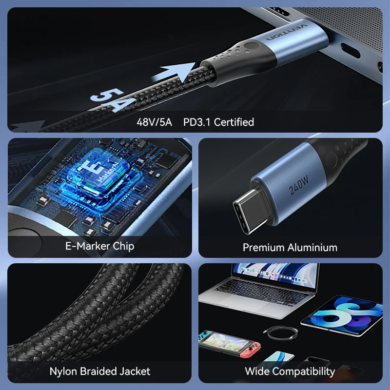 Vention 240W USB-C PD3.1 Cable 2