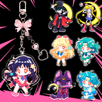 14cm Sailor Moon Acrylic Girl Keychain Tsukino Usagi Peripheral Accessories Student Backpack Key Pendant Cute Girl Holiday Gift