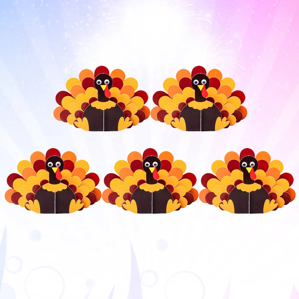 5 Pcs Thanksgiving DIY Accessories Props Turkey Ornament Paper Turky Day Decor Puzzle