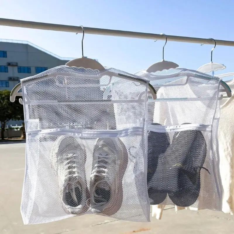 Shoe Net Bag Hanger Sneaker Wash Bag Fabric Thick Layer Laundry Bag For Shoes Clothing Airing Drying Net Bag Reusable