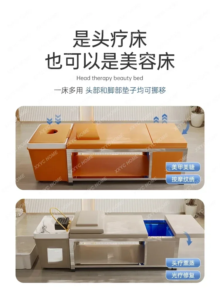 Barber shop hair treatment shampoo bed free of upper and lower water circulation fumigation bed automatic massage integration