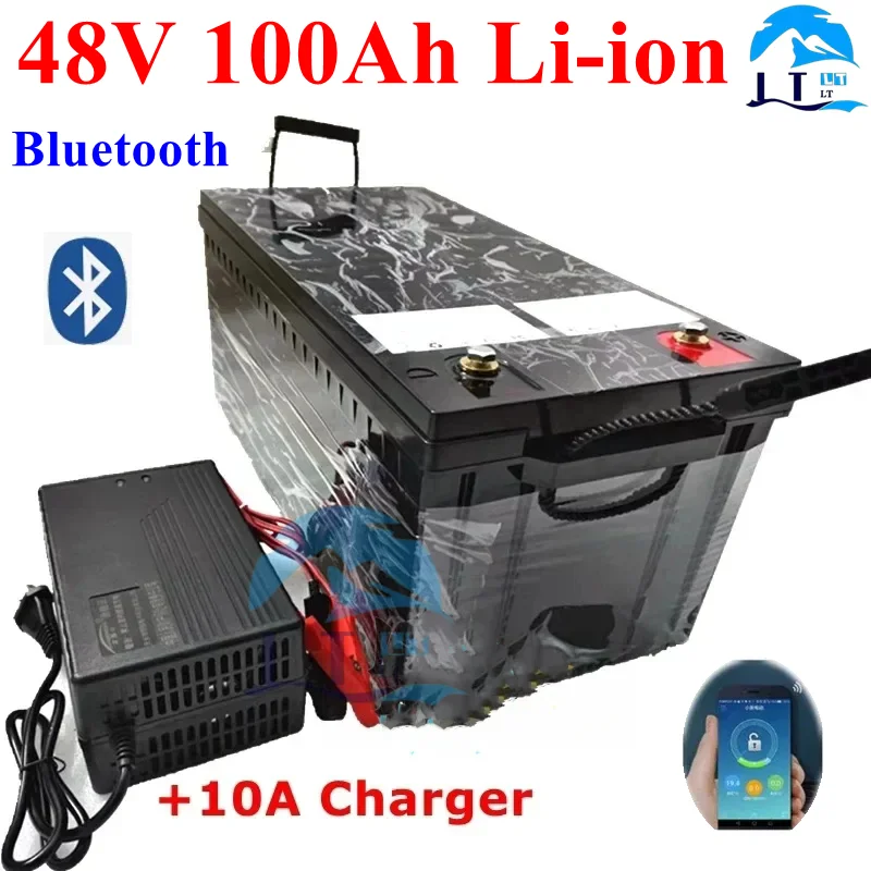 LT-8v 100AH lifepo4 lithium batterry with bluetooth APP for 3000W tricycle inverter Solar energy storage scooter + 10A charger.