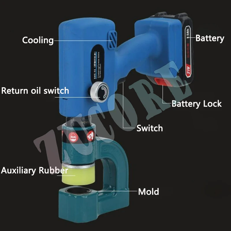 Rechargeable Electric Bridge Punching machine EZS-32 Iron sheet Hole Opening 16-32mm holes Portable Li-battery Hydraulic Puncher