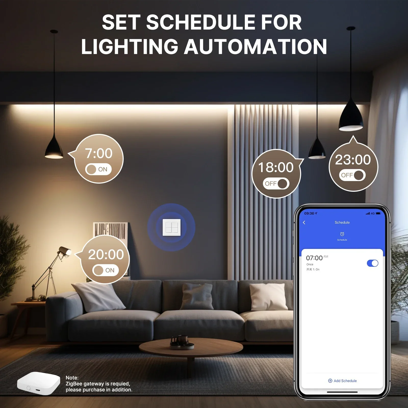 MOES Tuya 4/6 Gang Zigbee Smart Wall Light Switch Fireproof Neutral Required Push Button Remote Control Work With Alexa Google