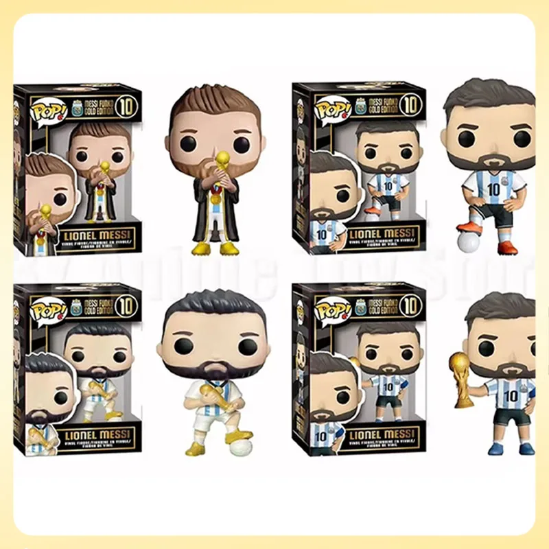 Funko Pop Figures Messi Action Figure Soccer Superstars Messi Funko Gold Edition Model Doll Collection Decor Toys Christmas Gift