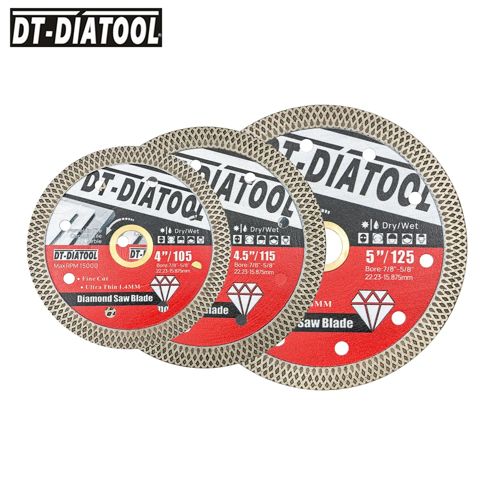 DT-DIATOOL 2 шт. 105/115/125 мм алмазный отрезной диск Superthin сетчатое лезвие резак для плитки мраморный камень керамический фарфоровый диск сухой и влажный
