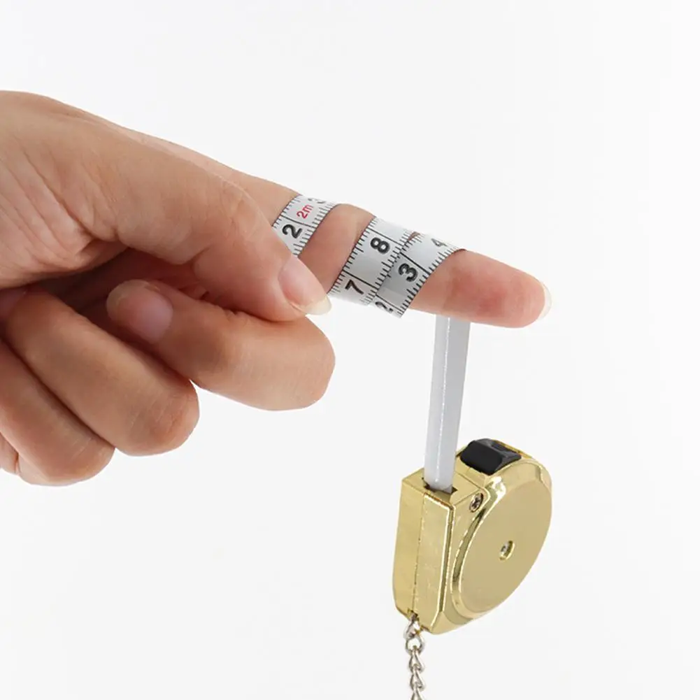 شريط قياس سلسلة المفاتيح على شكل حلزون بطول 2 متر، مسطرة فولاذية صغيرة قابلة للسحب للاستخدام بنفسك والأعمال الخشبية، أداة قياس الهدايا المحمولة #3