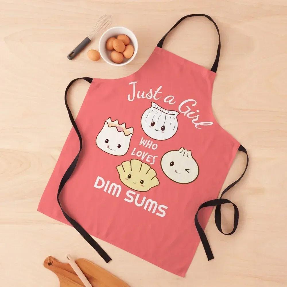 Just a girl who loves dim sums Apron japanese style Cute Kitchen Accessories Waiter Uniforms Apron