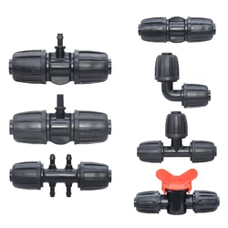 16mm PE Pipe Locked Connector Lock Nuts Garden Water Coupling 1/2'' Pipe 4/7mm Hose Fittings Garden Agriculture Irrigation Joint