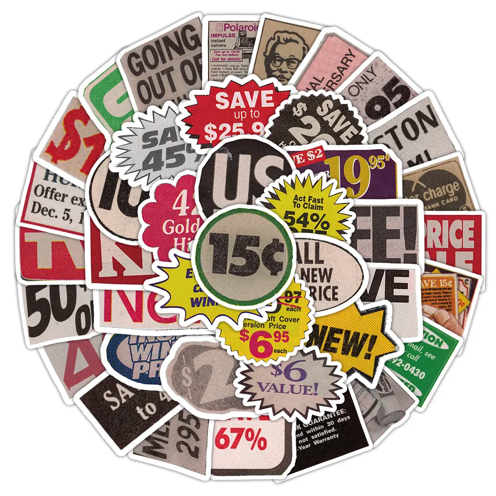 70-Piece American Retro Label Style A - Classic Decorative Labels for Notebooks, Journals, Gift Wrapping Giajar Sticker Store
