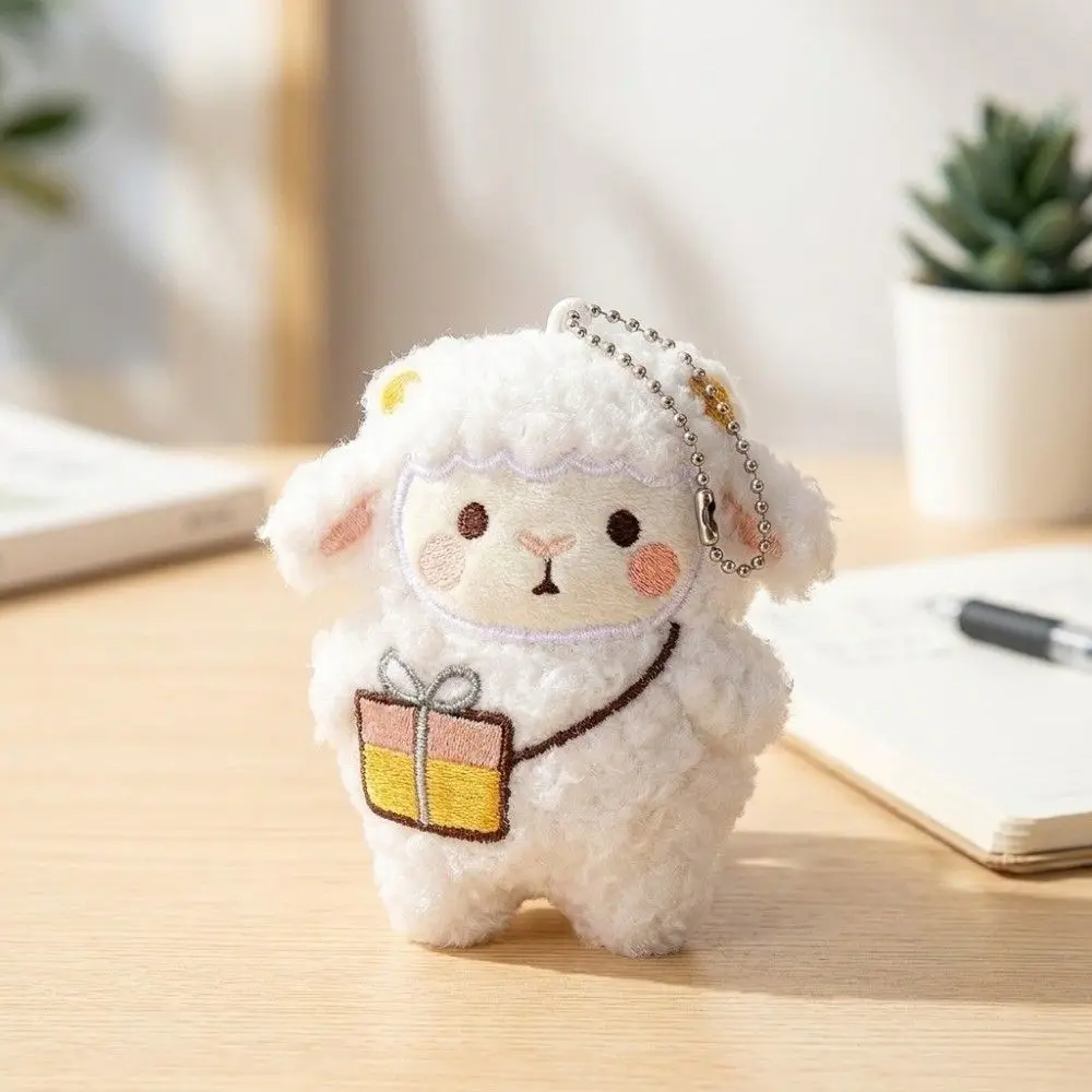 Chinese Zodiac Sheep Plush Keychain Soft Cartoon Fluffy Curly Sheep Keychain Multi Colors Stuffed Lamb Pendant
