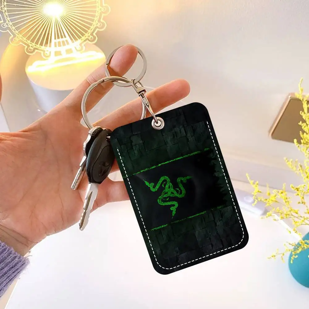 R-Razers Logo Card Holders Student ID Card Protective Cover Cases Student Campus Access Cards Key Chain Anti-lost