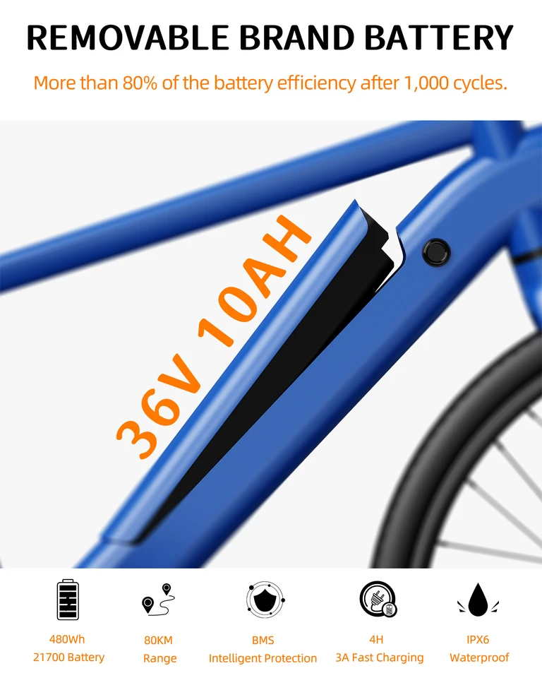 Freedare Electric Bicycle 250W Brushless Motor 36V10AH Battery ebike Dual Disc Brake Adult City 27.5 Inch Tire Carbon Belt Ebike image 7