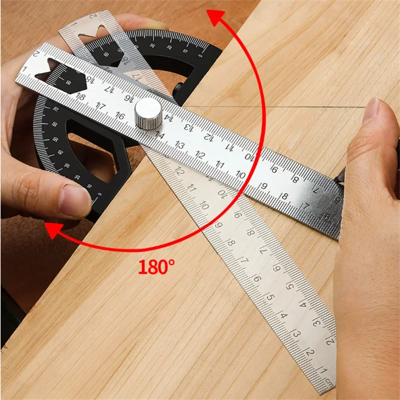 T-Type Woodworking Angle Ruler Protractor 8 Inch Adjustable Angle Plate Thickness Woodworking Edge Measurement Scribing Tools