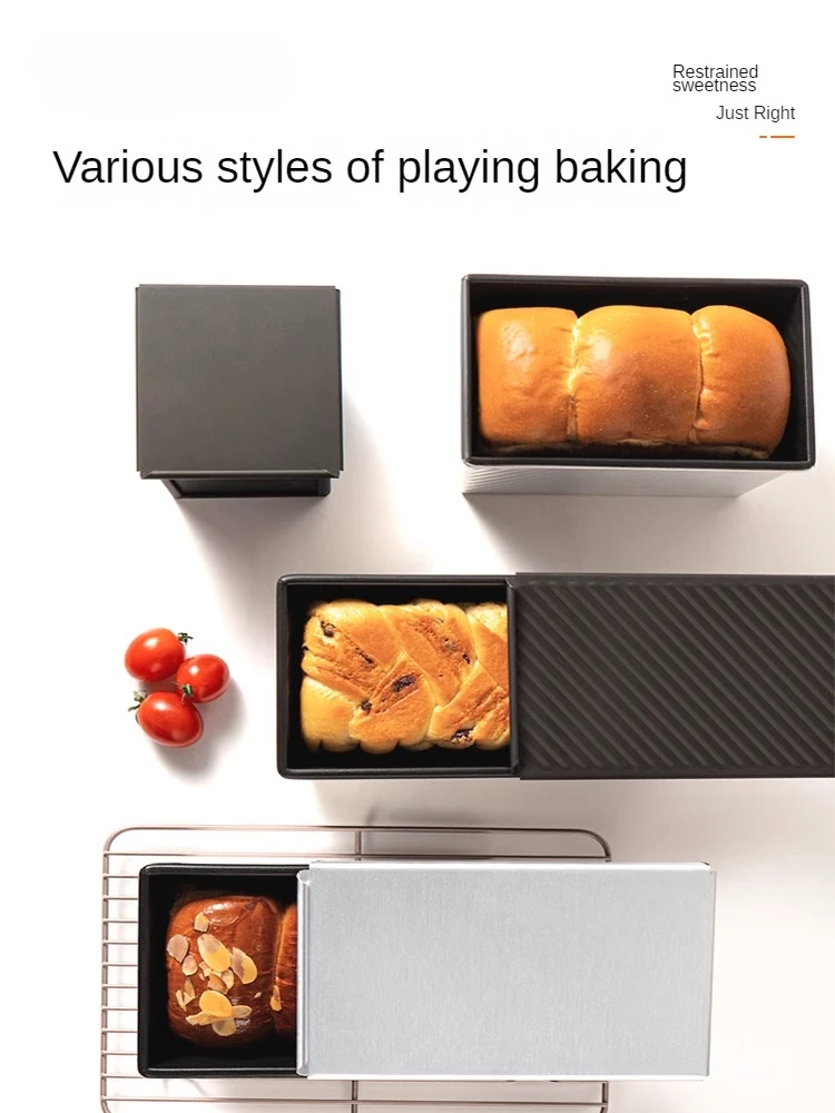 Zackoo Bread Baking Mould Toast Box 450g with Lid Non Stick Small Bread Toast Mold Ripple Baking Loaf Pan Home and Kitchen