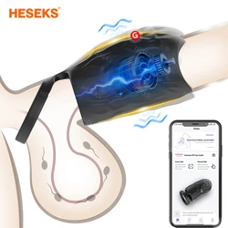 HESEKS APP Control Vibrator Penis Sleeve Cock Ring Extender Penis Testicles G Spot Stimulation Couples Adult Sex Toys for Men 18