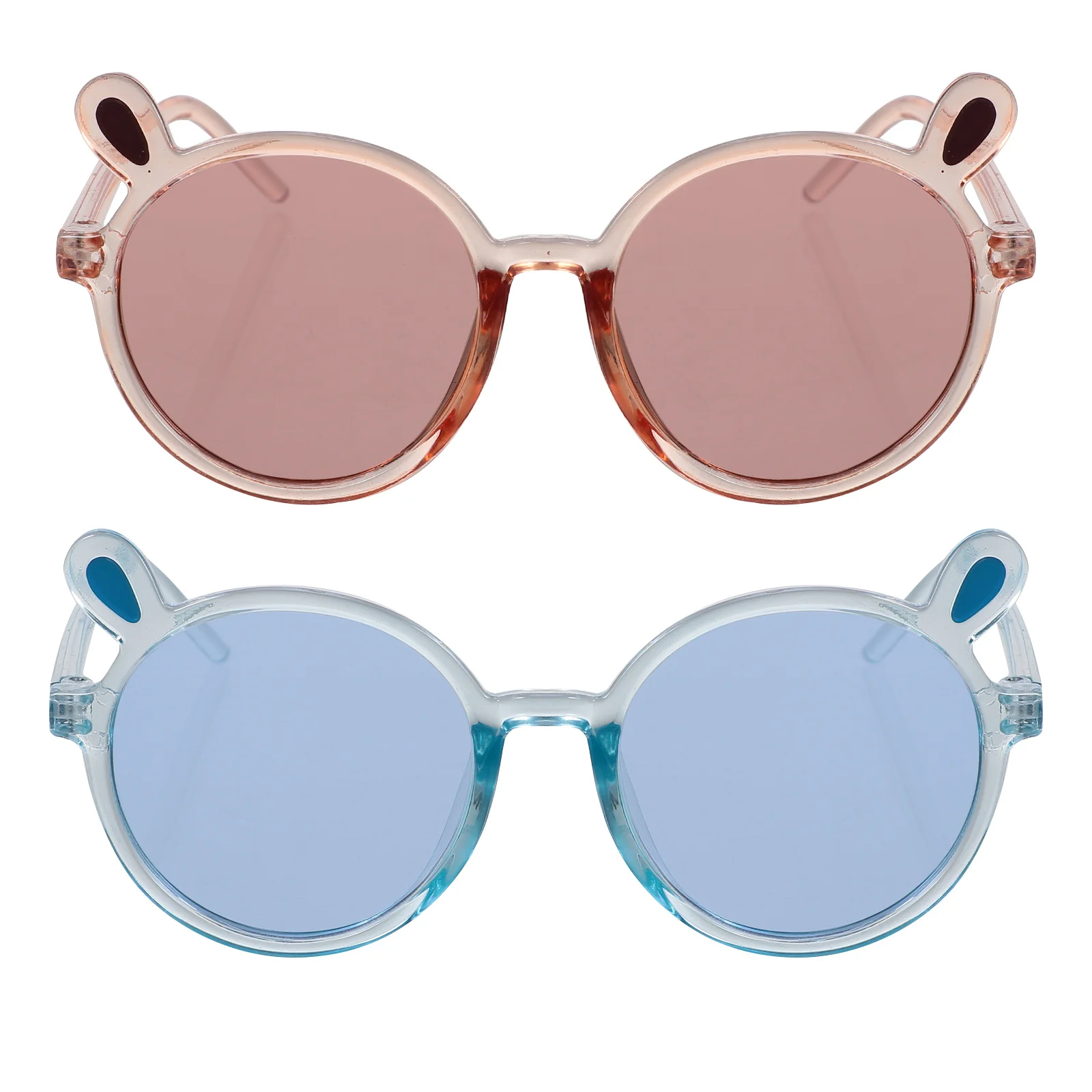 

2Pcs Sunglasses Bear Ear Round Frame Creative Eye Shades Summer Outdoor Travel Gift Fashion Sun Shades Sunglasses
